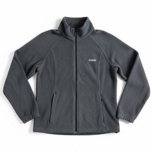 Columbia Charcoal Gray Zip Fleece Jacket Soft Lightweight Outdoor Size Large